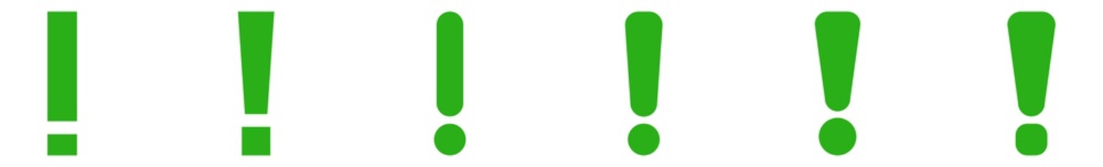 Exclamation Mark Icon Green | Attention Illustration | Warning Symbol | Caution Logo | Important Sign | Isolated | Variations