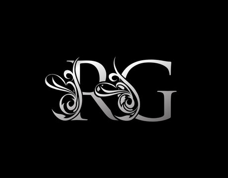 Silver R, G and RG Luxury Letter Logo Icon. Graceful royal style. Luxury alphabet arts logo.