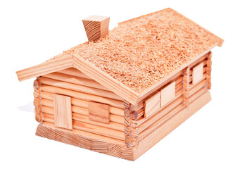 Little wood house isolated on white background