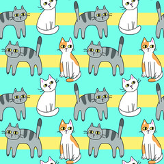 Cute cats seamless pattern