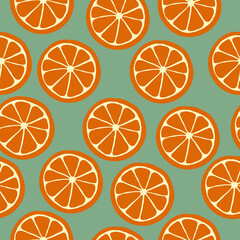 Simple orange pattern. Orange circles on an green background. The print is suitable for Wallpaper.