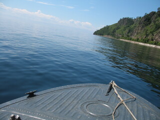 Baikal, motor boat, Sunny day in July