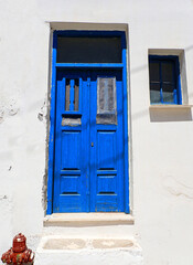 Fototapeta premium Blue Greek village door