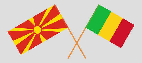 Crossed flags of North Macedonia and Mali