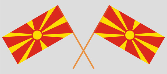 Crossed flags of North Macedonia