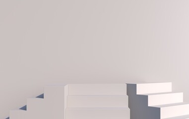 Scene with 3d stairs for product demonstration in gray, 3d render