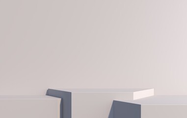 Hexagonal 3D podium of different heights for displaying goods in gray, 3d render