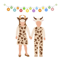 New Year 2021 Christmas Vector Child Carnival Ox