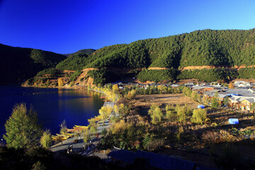 Fototapeta na wymiar Yunnan Lijiang Lugu Lake Lige Village