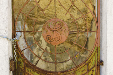 art nouveau portal in a beautiful ruined house in Setubal