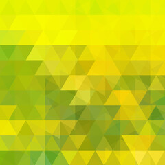Fototapeta na wymiar Background made of yellow, green triangles. Square composition with geometric shapes. Eps 10