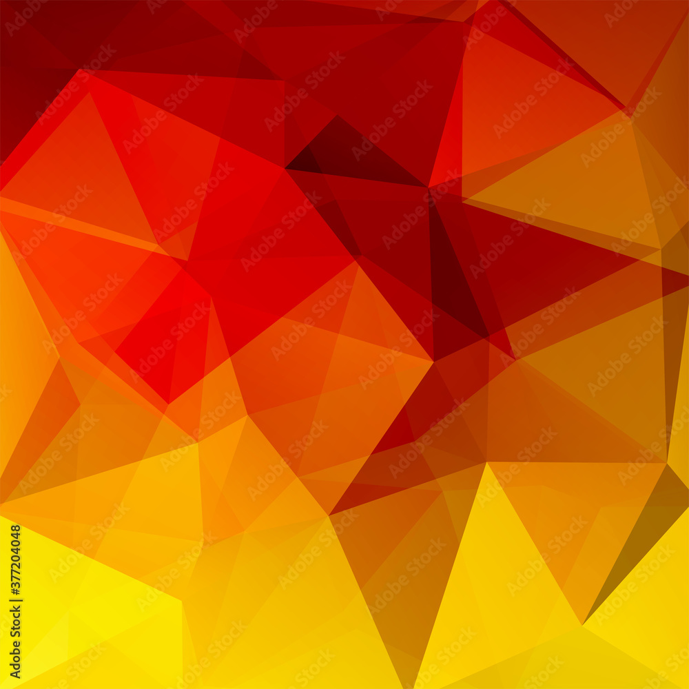 Poster geometric pattern, polygon triangles vector background in yellow, red tones. illustration pattern