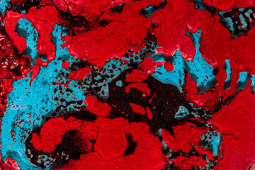 The texture is red, black and blue.