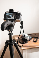 Taking a color photo on a tripod