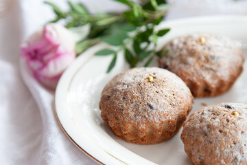 Sunday muffins on a porcelain plate