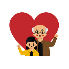 Grandparent with girl kid design isolated on white background