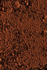 The texture is crumbly chocolate color.