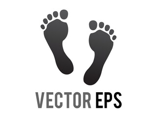 Vector two human footsteps emoji icon, showing both feet and all five toes