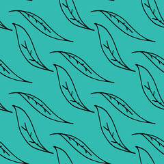 Fototapeta na wymiar Seamless plant leaves pattern. Vector hand drawn illustration, autumn theme