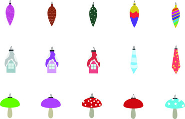 a set of icons Christmas tree toys
