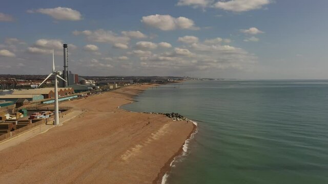 Southwick Beach Aerial view on a warm and calm late summer day.
