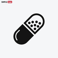 Capsule icon vector . Pill sign