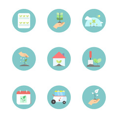 Collection of Icons for Plant Business with flat style