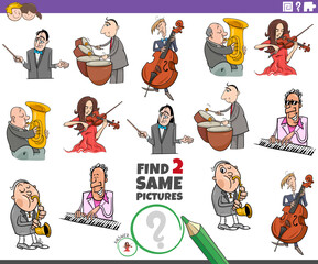 find two same musicians educational task for children
