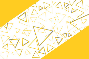 Abstract triangle pattern geometric background. Colorful yellow trendy cover design, memphis style triangle backdrop. Yellow and white colour creative hipster memphis pattern decor, mock up or layout