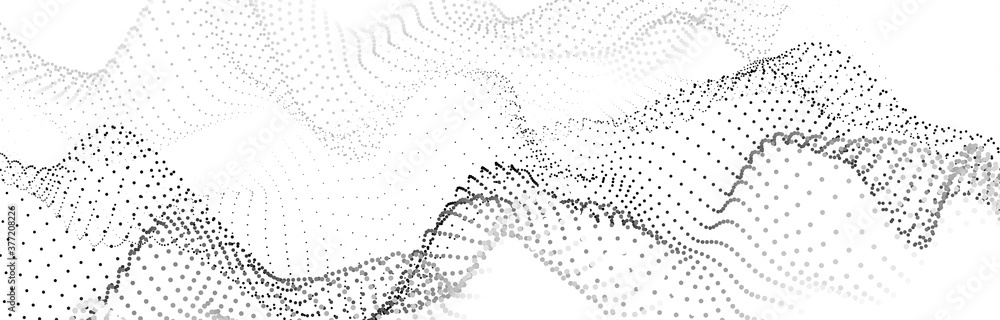 Poster vector wave of dark particles on white background. technology backdrop. pattern for presentations. v
