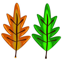 Autumn leaves in doodle style. Sample element isolated on white. Vector illustration.
