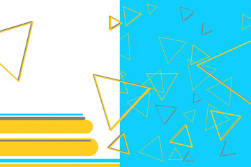 Creative geometric abstract background design, triangular pattern and banner mock up. Blue, yellow and white trendy minimal cover, abstract modern artwork poster, banner, wallpaper or flyer