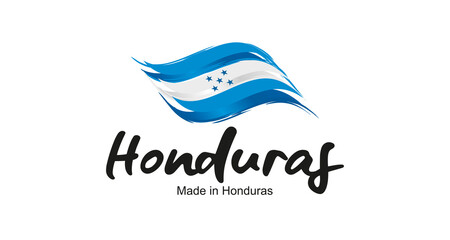 Made in Honduras handwritten flag ribbon typography lettering logo label banner
