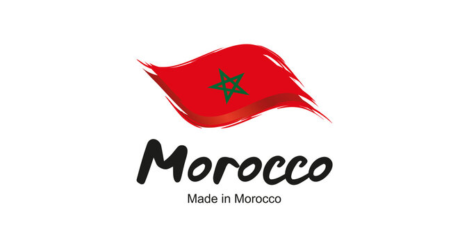Made in Morocco handwritten flag ribbon typography lettering logo label banner