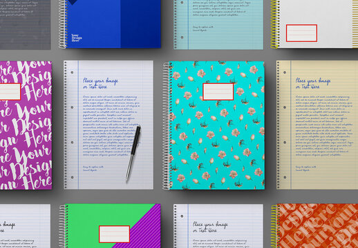 School Notebook & Lined Paper Sheet Mockup Set