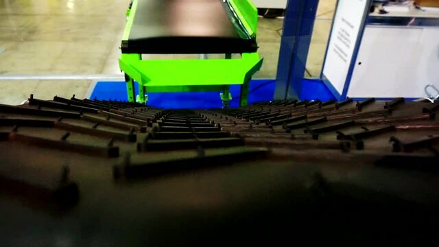 modern empty working conveyor close-up.technological background
