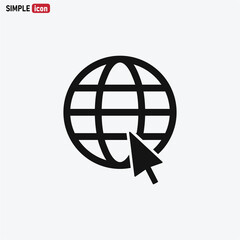Go to Web icon . Globe With Cursor sign