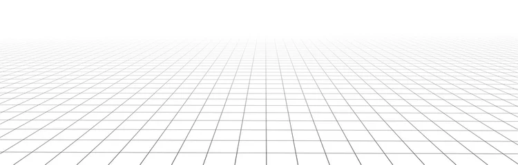 Tuinposter Vector perspective mesh. Detailed grid lines on white background. © Ihor