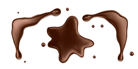 Chocolate drops isolated on white background. Vector realistic