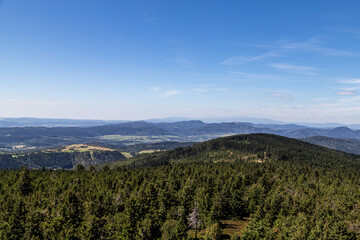 Fototapeta na wymiar View from the top of the mountain on Lower Silesia