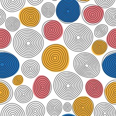 Fototapeta premium Vector seamless pattern with textures of ink circles. Pattern, abstract endless background with colorful spots. Design for decor on a white background.