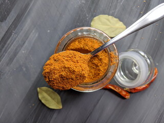 Pav Bhaji Masala powder in a glass jar