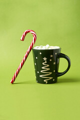 christmas theme. candy stick and cup