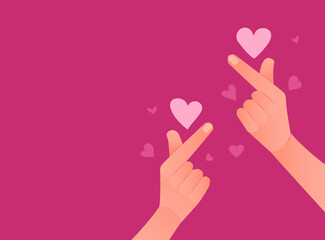 Korean symbol of love on pink backgroun. Vector illustration