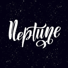 Neptune vector lettering. Neptune planet blue simple sign, logo