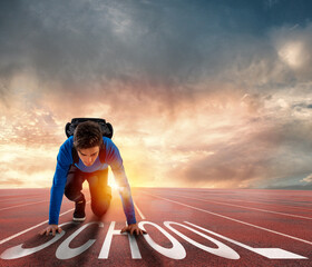 Student ready to run like a competition. school is started