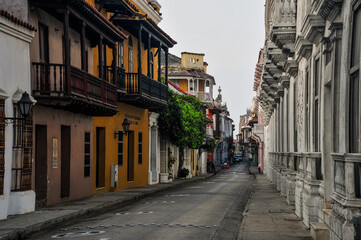 Fototapeta na wymiar empty Cartagena street,Colombia
