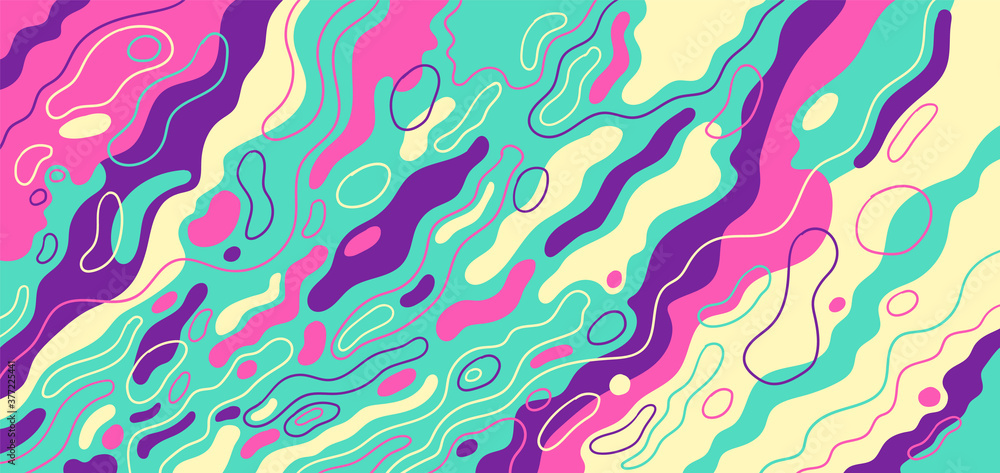 Poster colorful abstract wavy pattern design in retro style. vector illustration.