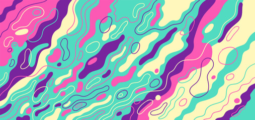 Colorful abstract wavy pattern design in retro style. Vector illustration.