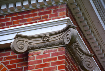 Capital on Brick Column of Historic Church